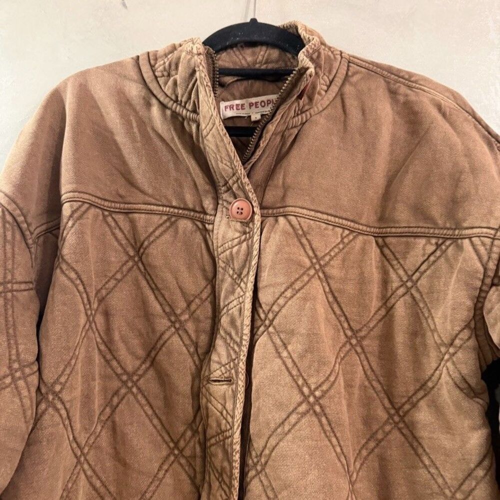 Free People Juno Jacket Quilted Oversized Bomber Zipper Oiled Oak S NEW - Picture 4 of 5